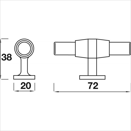 Handle T-Bar Design 72mm