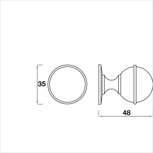 Knob Classic Ball With Ring Detail 35mm Diameter