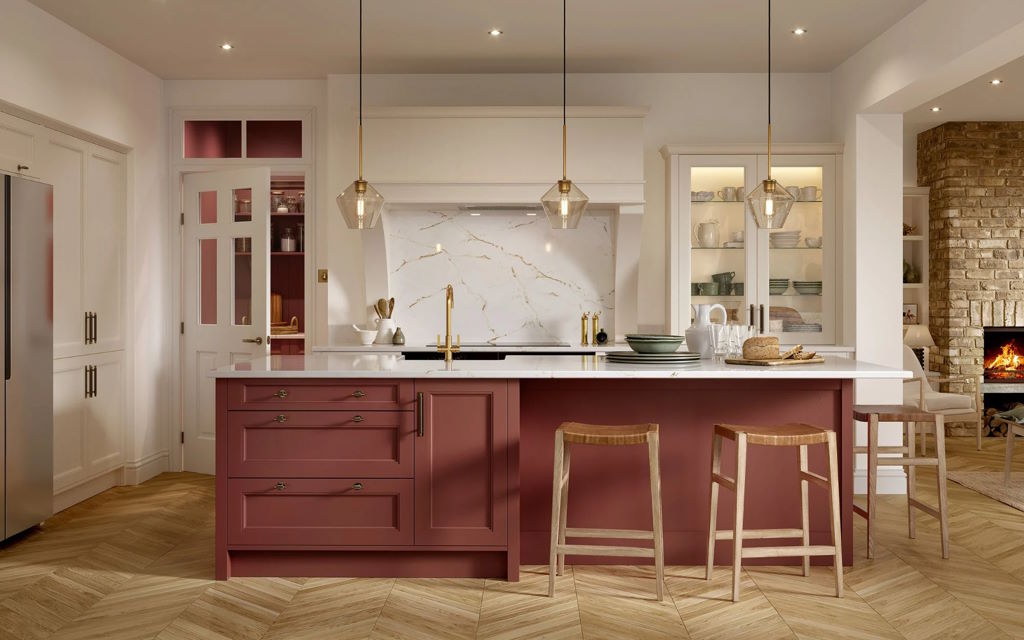 Lawrenson classic shaker kitchen in antique red